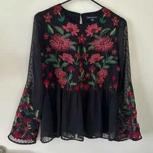 American Eagle Embroidered Peplum Top - size S